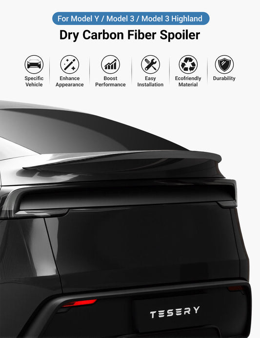 Performance Style Dry Carbon Fiber Spoiler for Model Y Juniper 2025+ | TESERY