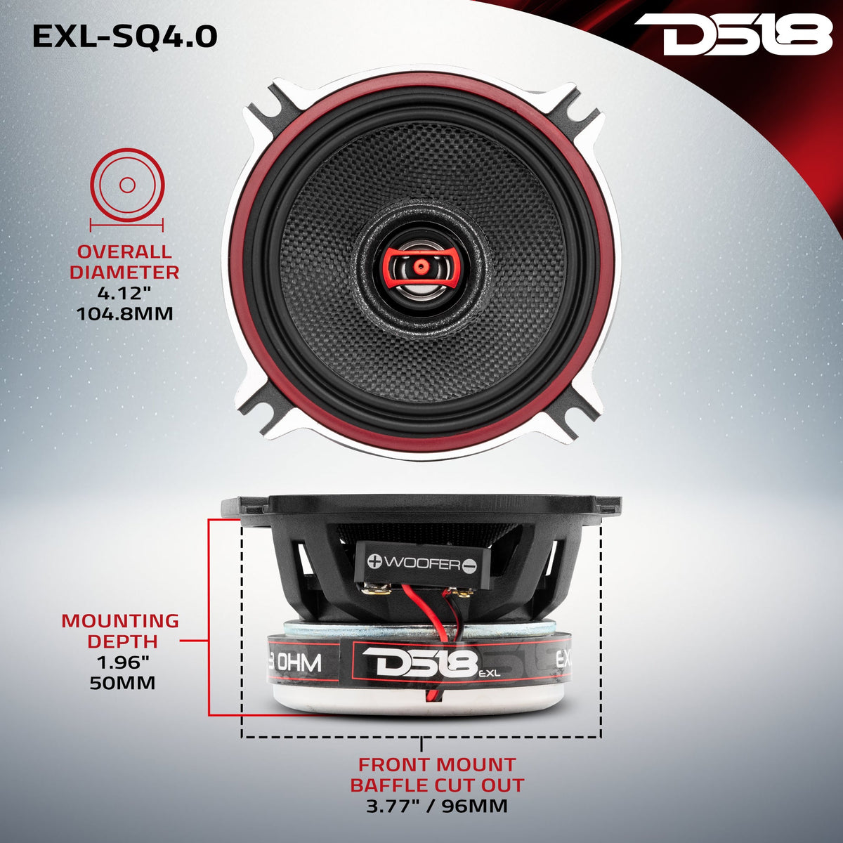 EXL 4" 2-Way Coaxial Speaker with Fiber Glass Cone | 60W RMS 3-Ohm