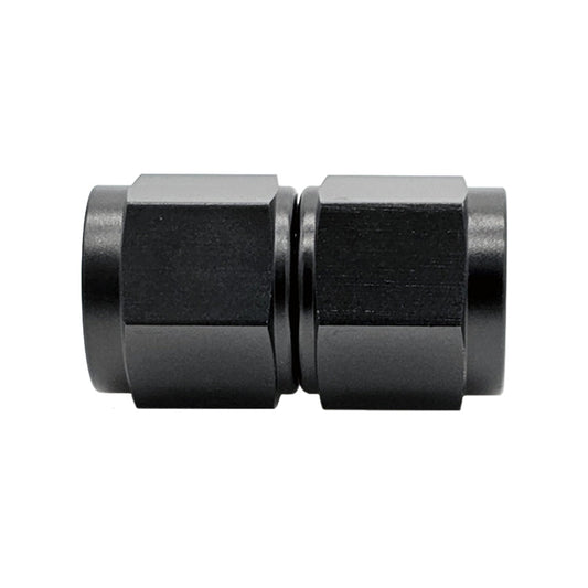 -8AN Female AN Flare Union Straight Adapter, Swivel Style, Black Hard Anodized Aluminum
