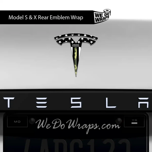 First Responders Armed Forces Tesla Emblem Decals (Front + Back) | Model S