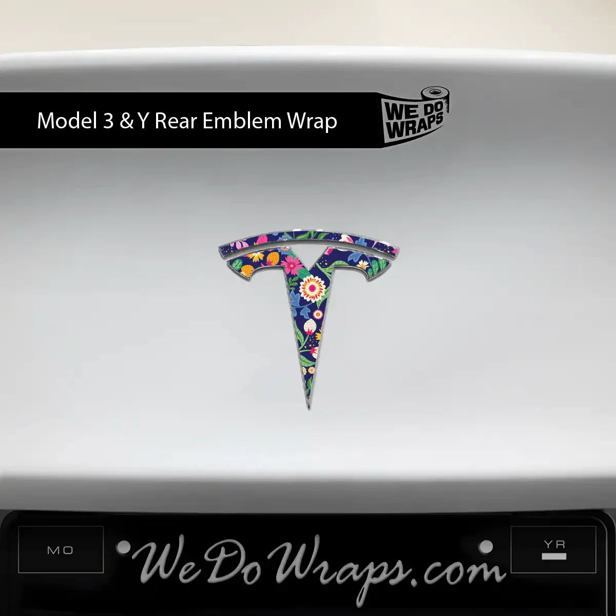 Floral Meadow Tesla Emblem Decals (Front + Back) | Model Y
