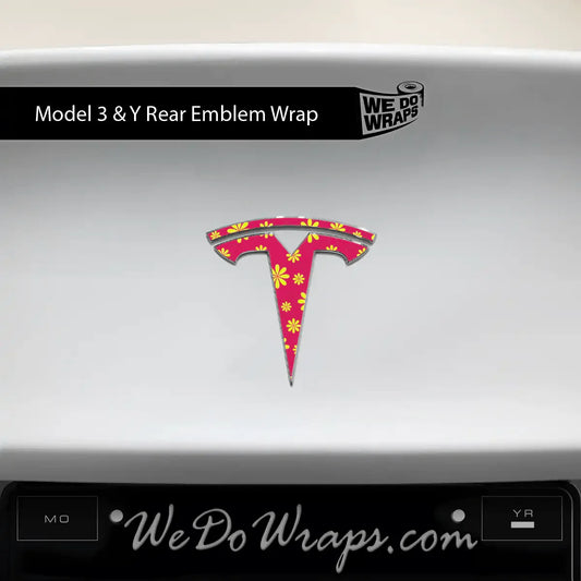 Flower Power Tesla Emblem Decals (Front + Back) | Model Y