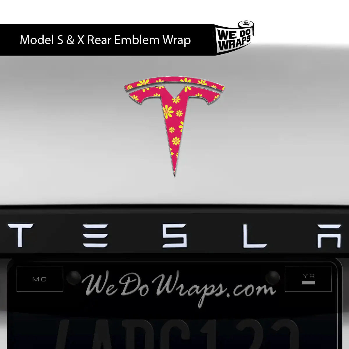 Flower Power Tesla Emblem Decals (Front + Back) | Model X
