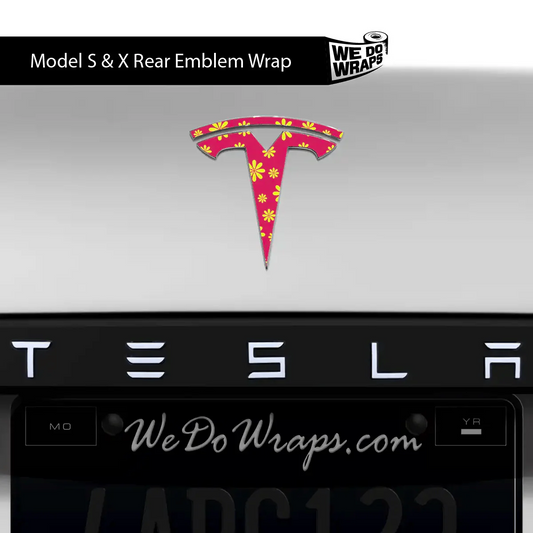 Flower Power Tesla Emblem Decals (Front + Back) | Model X