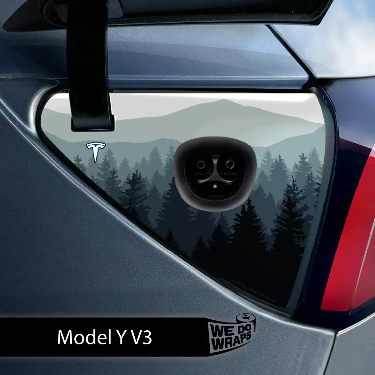 Foggy Pines Tesla Charge Port Wrap | Model Y