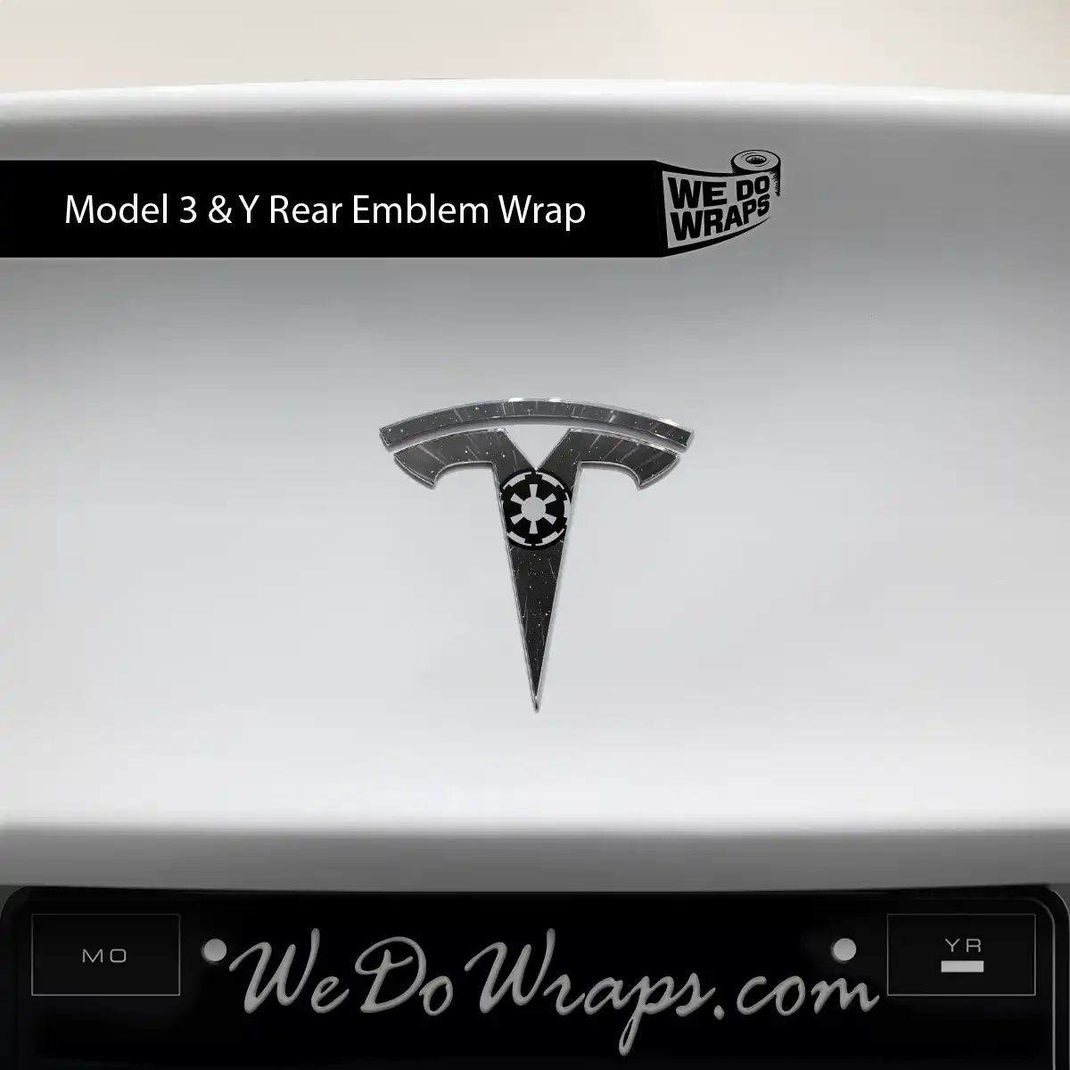 Space Gear Tesla Emblem Decals (Front + Back) | Model 3