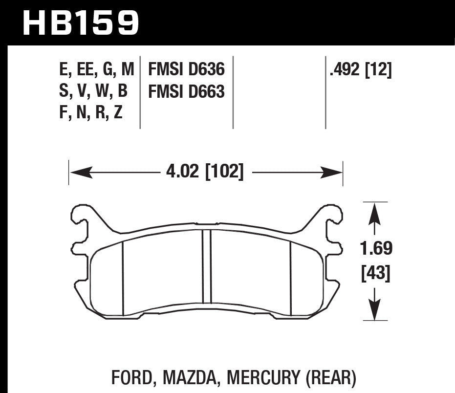 HB159W.492 HAWK BRAKE
