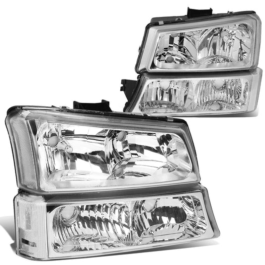 03-06 Chevrolet Silverado / Avalanche Chrome Clear Headlights 4PC Set