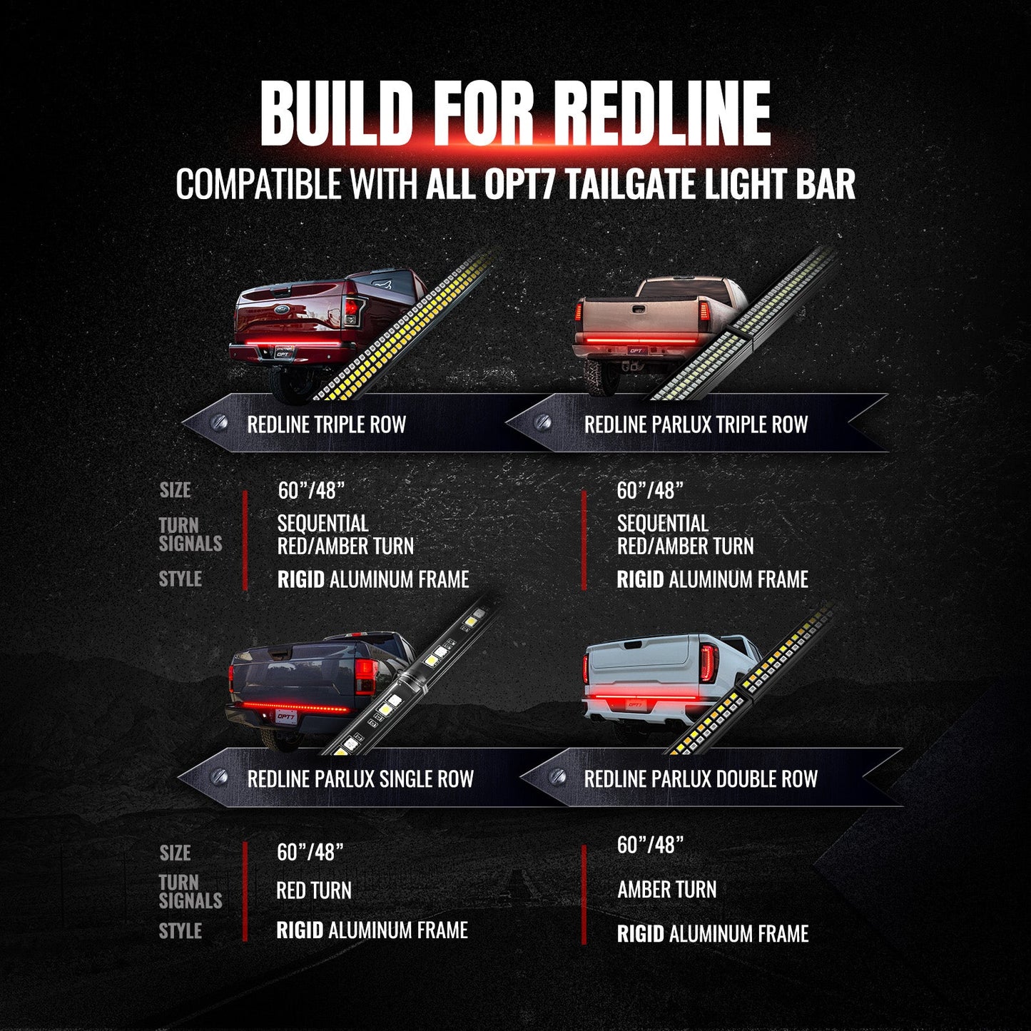 OPT7 Redline 4.9ft Hardwire Harness Kit for Tailgate Light Bars
