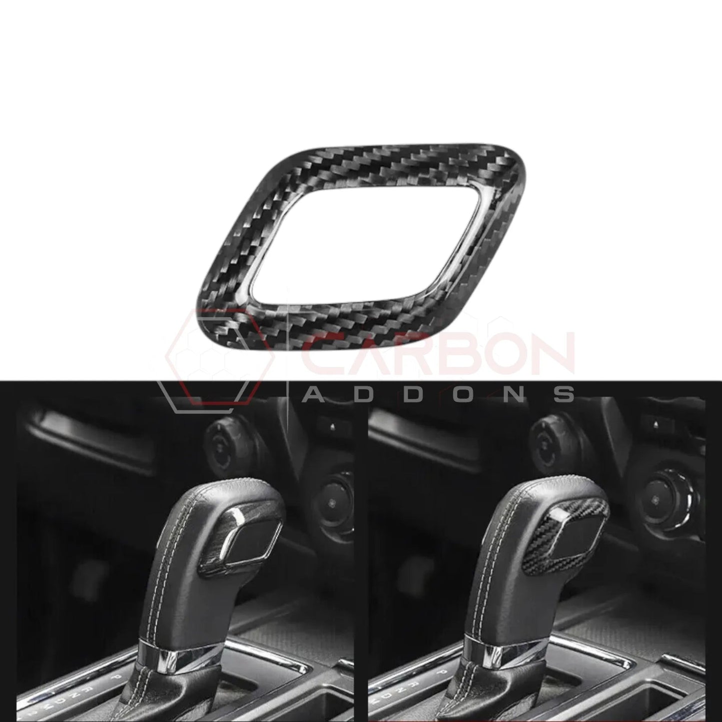 Shift Knob Chrome Trim Delete Carbon Fiber Cover For F150 2015-2020