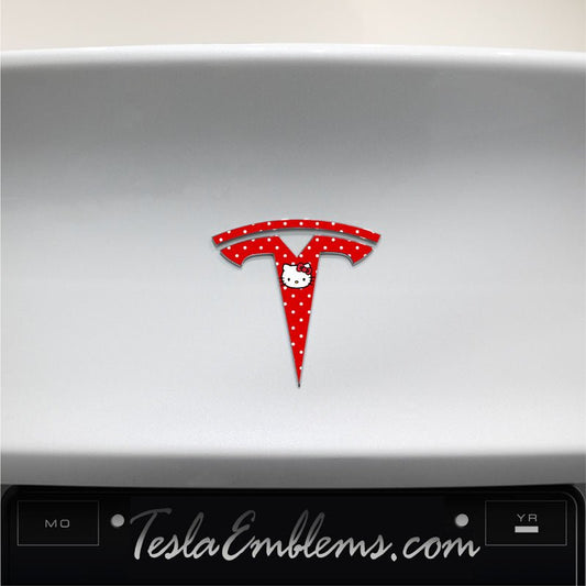 Hello Kitty Tesla Emblem Decals (Front + Back) | Model Y