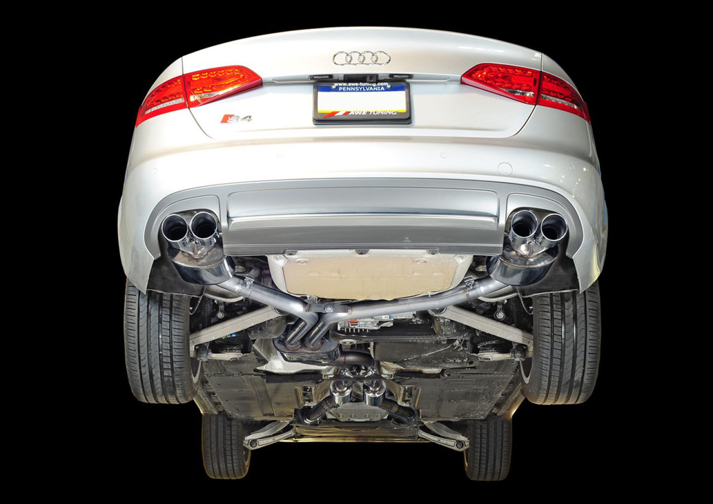 AWE Tuning Touring Edition Exhaust for Audi B8 S4 3.0T - Chrome Silver Tips (102mm) 3010-42016