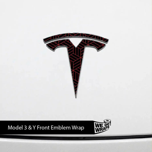 Isometric 3D Pattern Tesla Emblem Decals (Front + Back) | Model Y