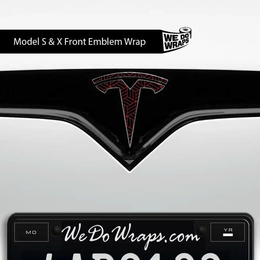 Isometric 3D Pattern Tesla Emblem Decals (Front + Back) | Model S