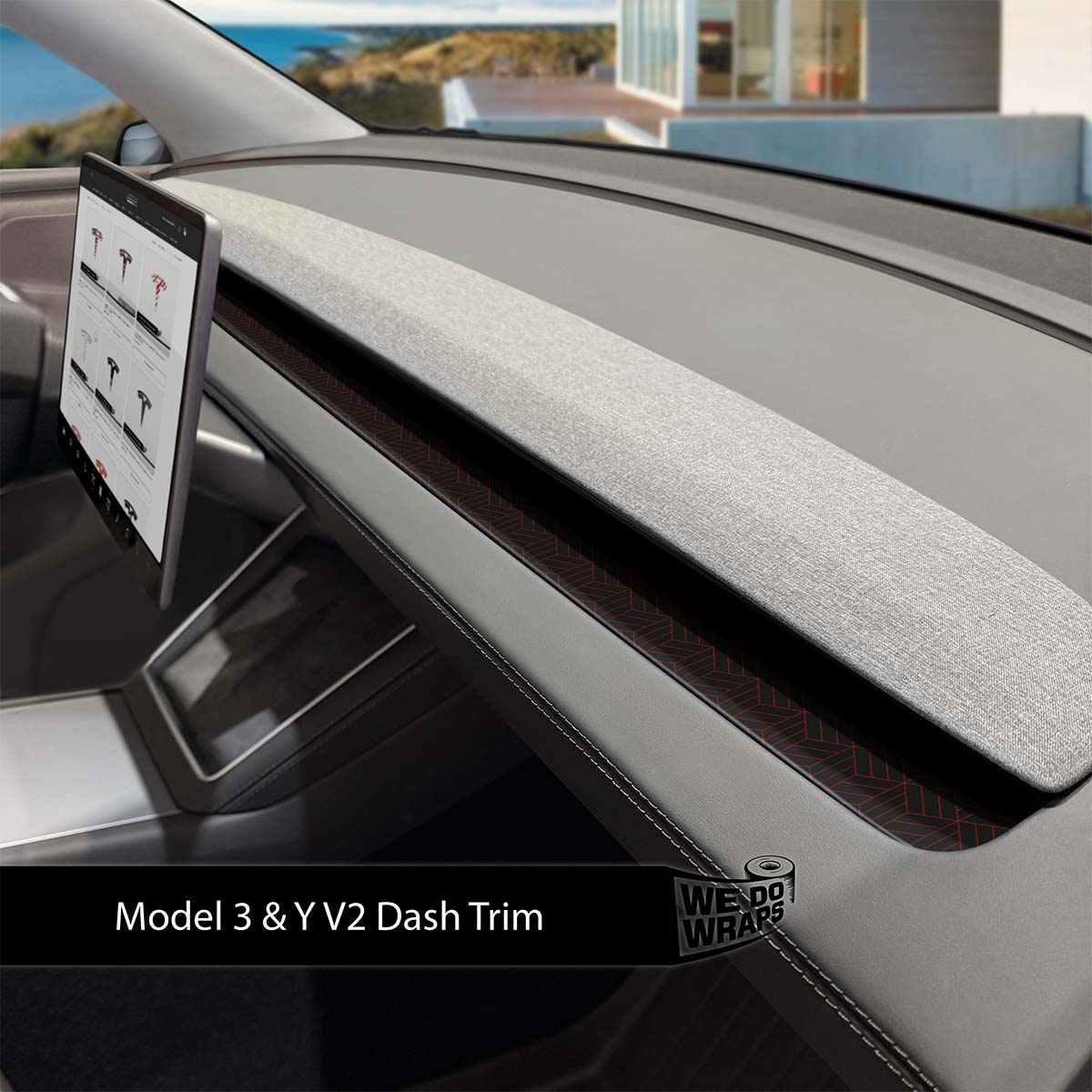 Isometric 3D Pattern Tesla Dash Trim Wrap | Model Y 2026