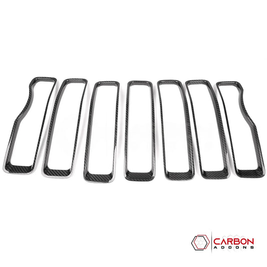 2018+ Jeep Wrangler JL & 2020+ Gladiator JT Real Carbon Fiber Grille Inserts (7pcs)