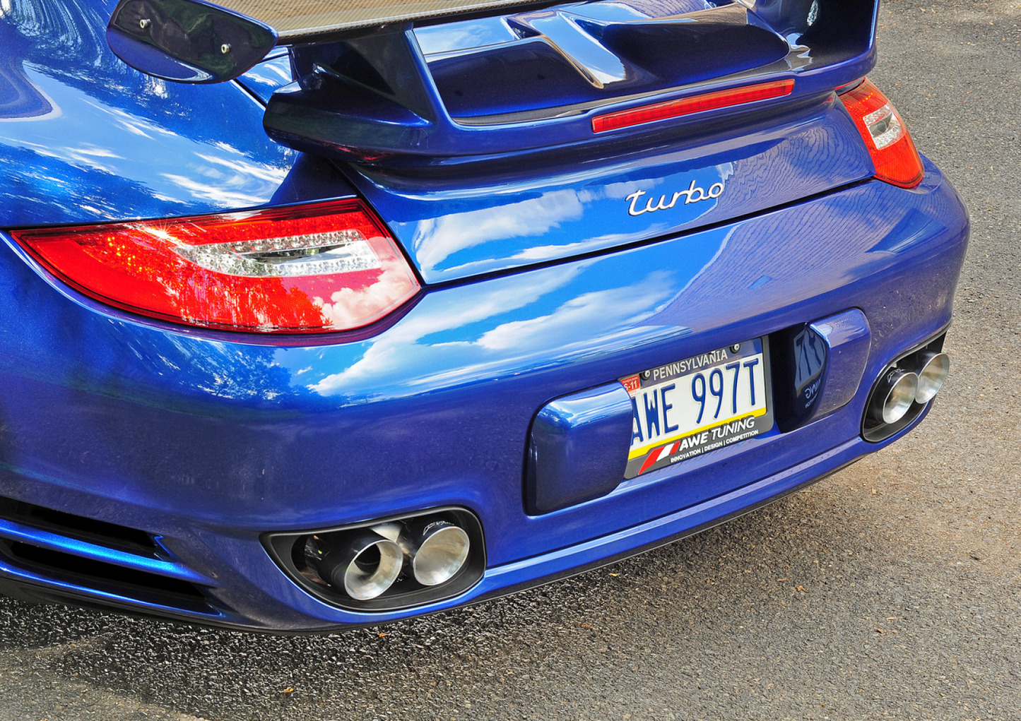 AWE Tuning Performance Exhaust for Porsche 997.2 Turbo / S - Polished Silver Quad Tips 3010-42012
