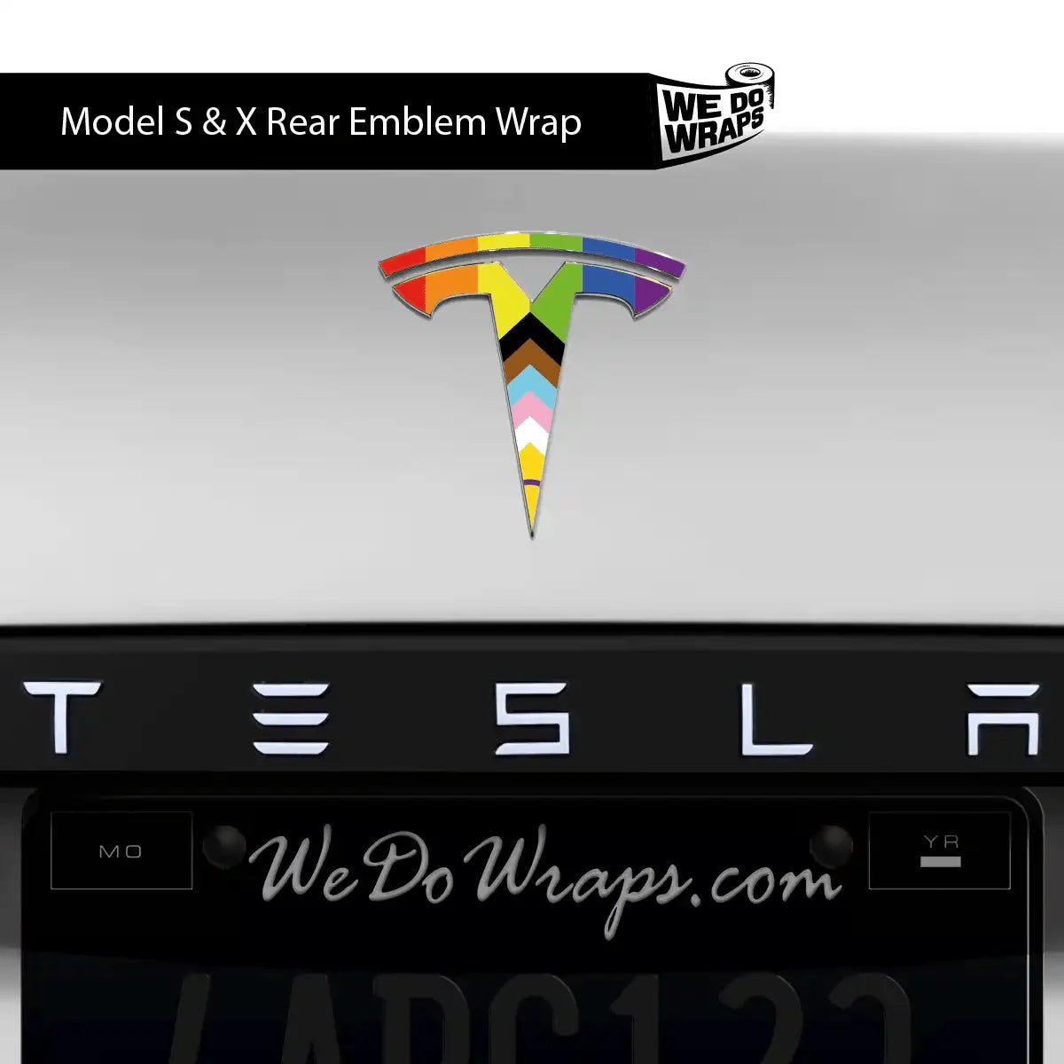 LGBTQ+ Pride Flag Tesla Emblem Decals (Front + Back) | Model X