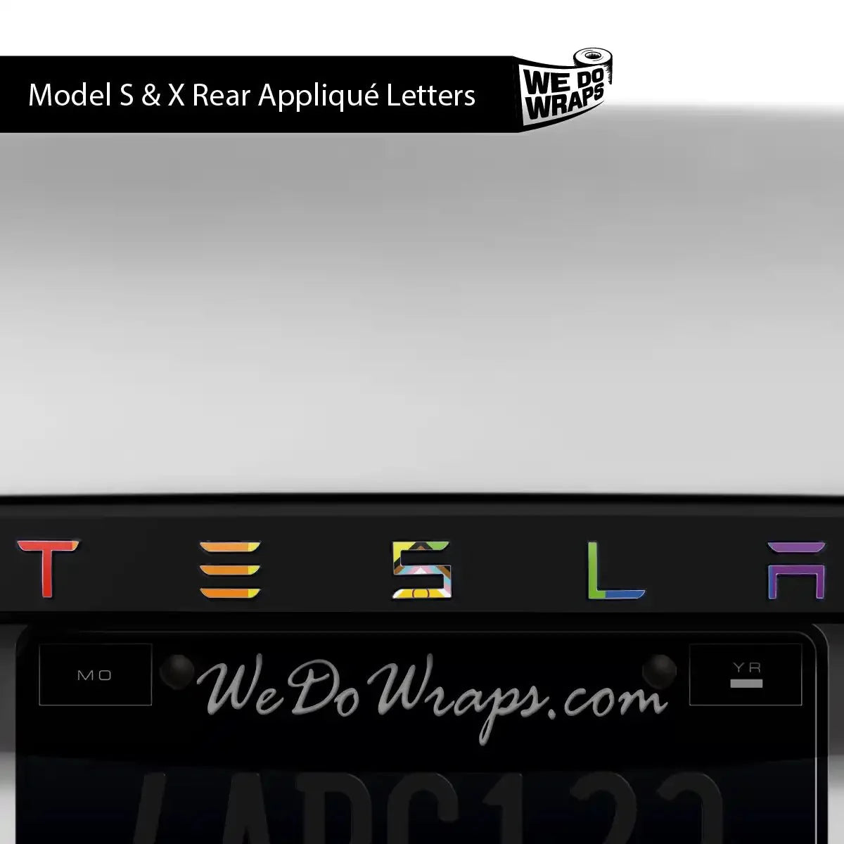 LGBTQ+ Pride Flag Tesla Emblem Decals (Front + Back) | Model X