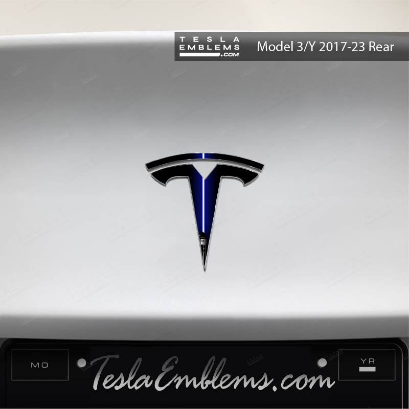 Blue Lightsaber Tesla Emblem Decals (Front + Back) | Model S