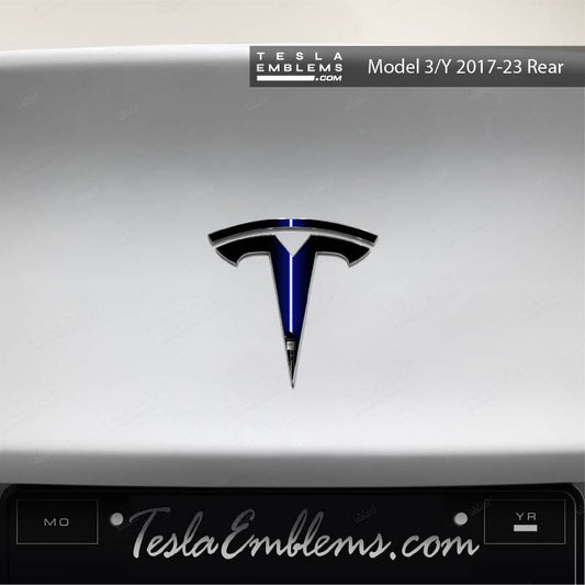 Blue Lightsaber Tesla Emblem Decals (Front + Back) | Model Y