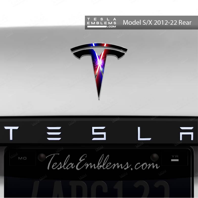 Lightsaber Clash Tesla Emblem Decals (Front + Back) | Model X