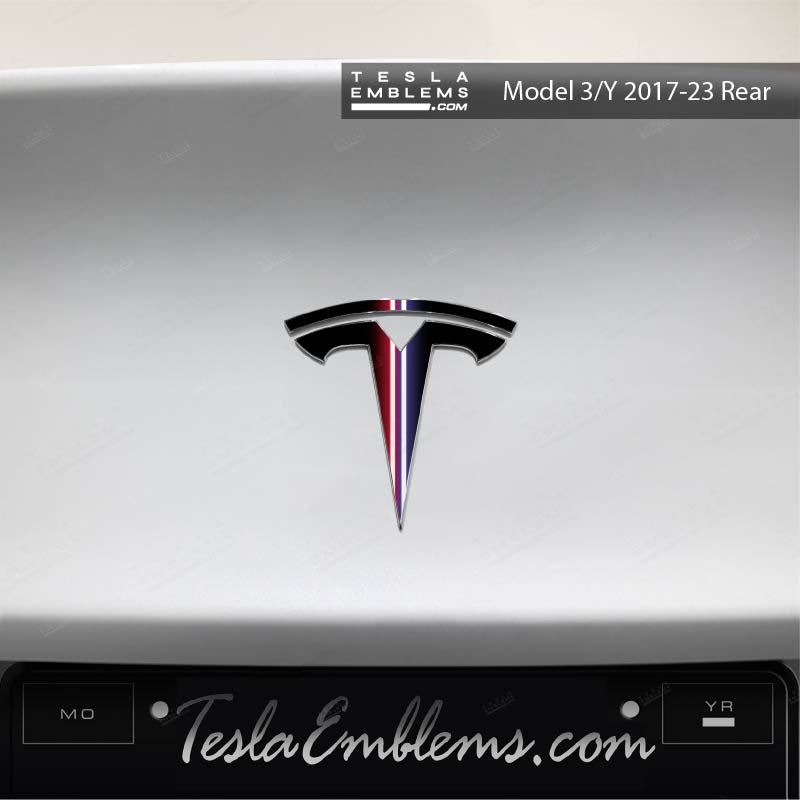 Side by Side Lightsaber Tesla Emblem Decals (Front + Back) | Model 3