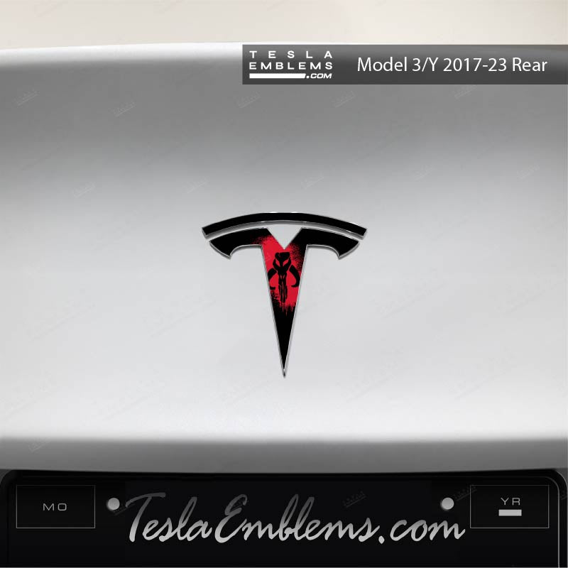 Mandalorian Tesla Emblem Decals (Front + Back) | Model Y