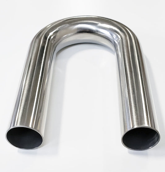 2.250" OD 16ga 180° Mandrel Bend - Polished OD - 6061 Aluminum - (3.375" CLR / 6.000" Legs)