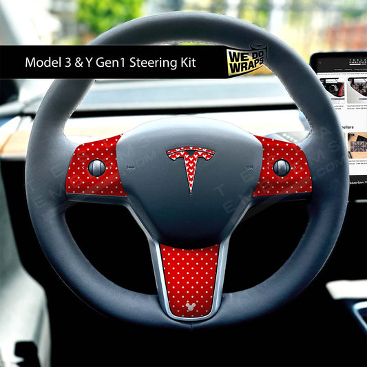 Mickey-Dots Tesla Steering Wheel Trim Decal Kit (4pcs) | M3 2017-Jan 2024