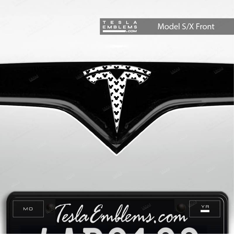 Mickey-Dots Tesla Emblem Decals (Front + Back) | Model X