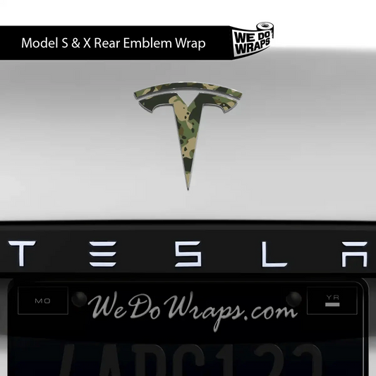 Camo Tesla Emblem Decals (Front + Back) | Model X