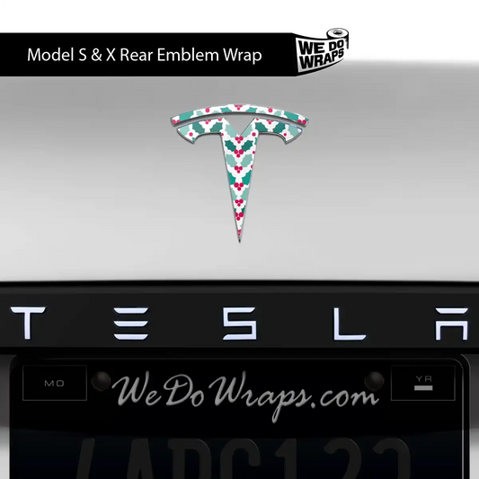 Mistletoe Tesla Emblem Decals (Front + Back Emblem Decals) | Model X