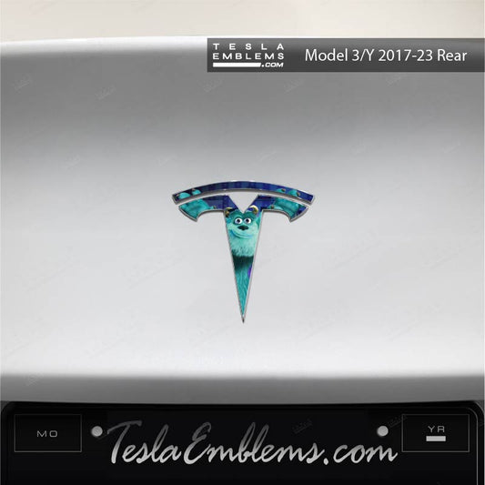 Monsters Inc Sully Tesla Emblem Decals (Front + Back) | Model Y