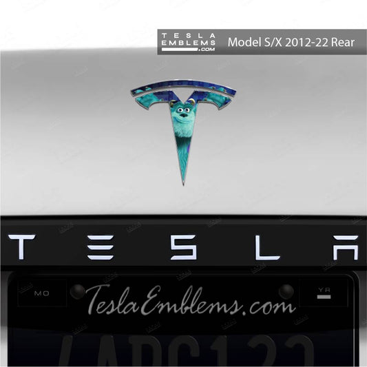 Monsters Inc Sully Tesla Emblem Decals (Front + Back) | Model X
