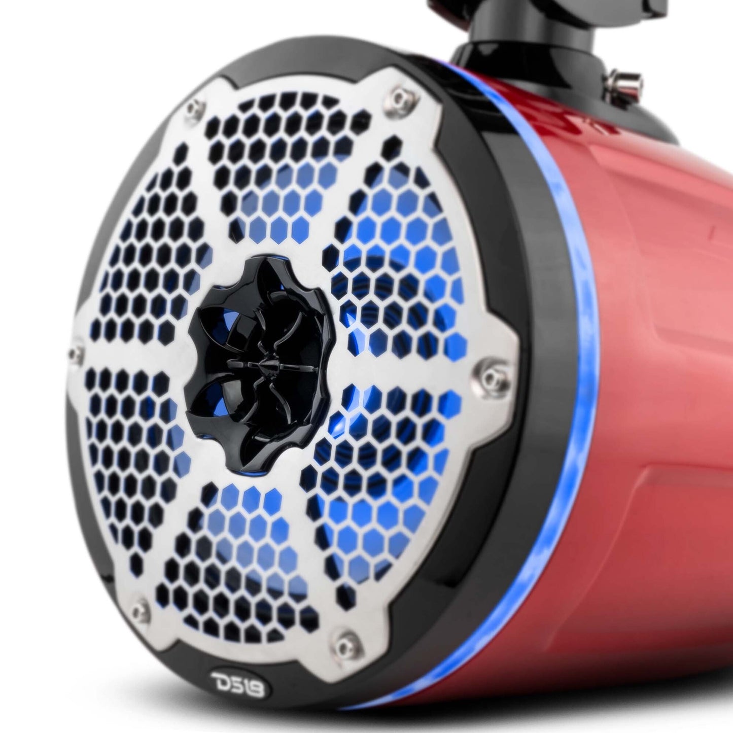 NXL 8" Neodymium Marine and Powersports Towers with Built-in Passive Radiator, 1" Driver and LED RGB Lights 180 Watts Rms -Red