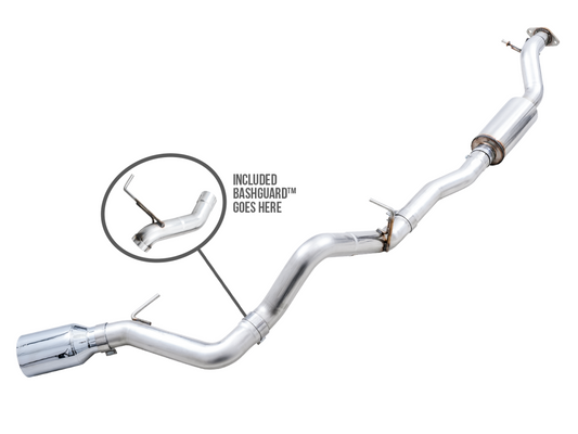 AWE Tuning 0FG Catback Exhaust for Ford Bronco with BashGuard - Single 5" Chrome Silver Tip 3015-22789