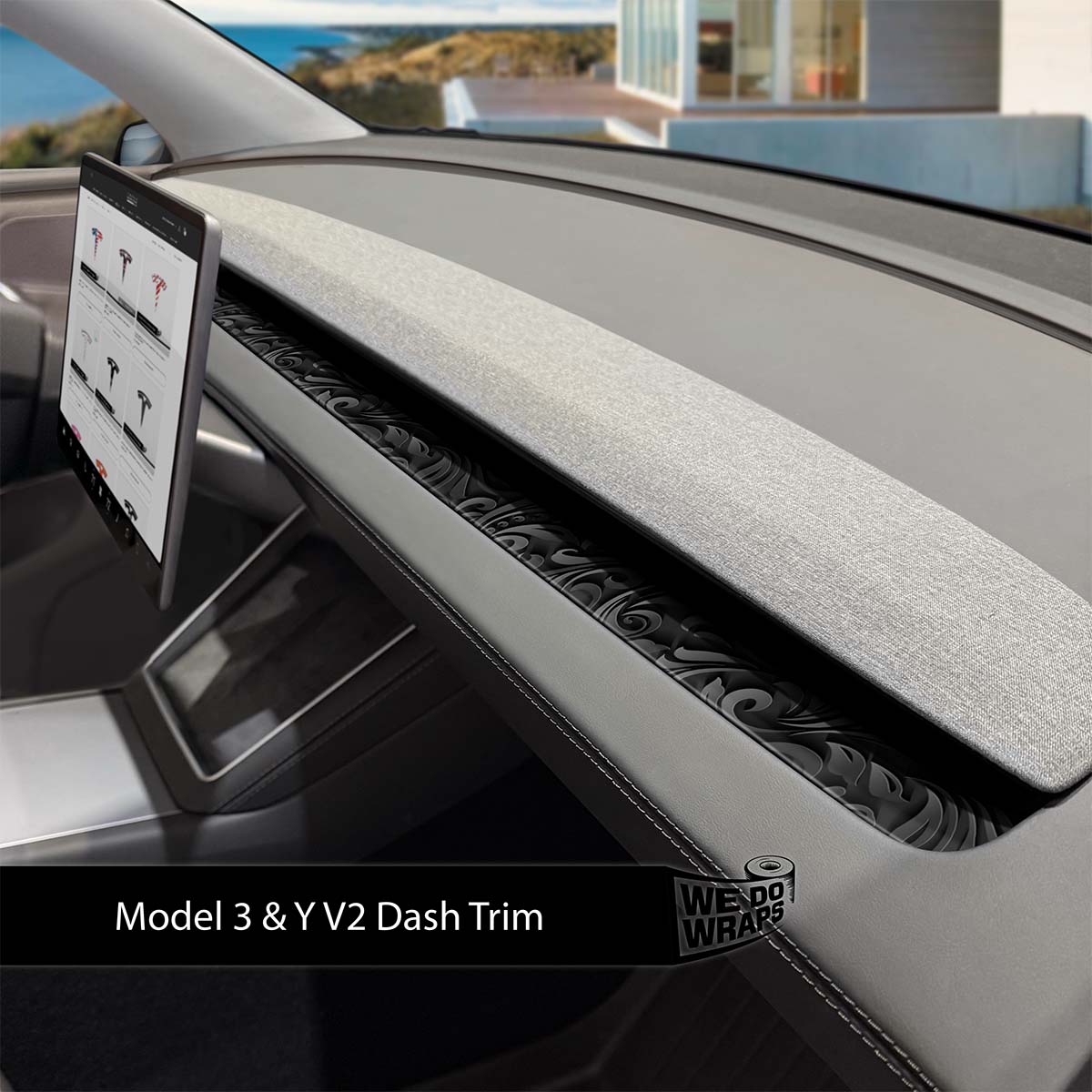 Nocturnal Petals Tesla Dash Trim Wrap | Model Y 2026