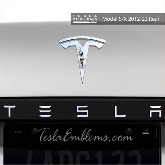 Olaf Tesla Emblem Decals (Front + Back) | Model S