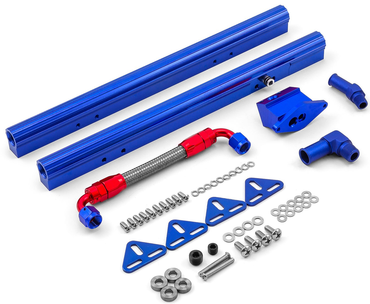 Speedmaster PCE137.1009.03 Fits Ford SB 289 302 351 Billet Aluminum Fuel Injector Rail Kit (OEM Angled EFI) Blue