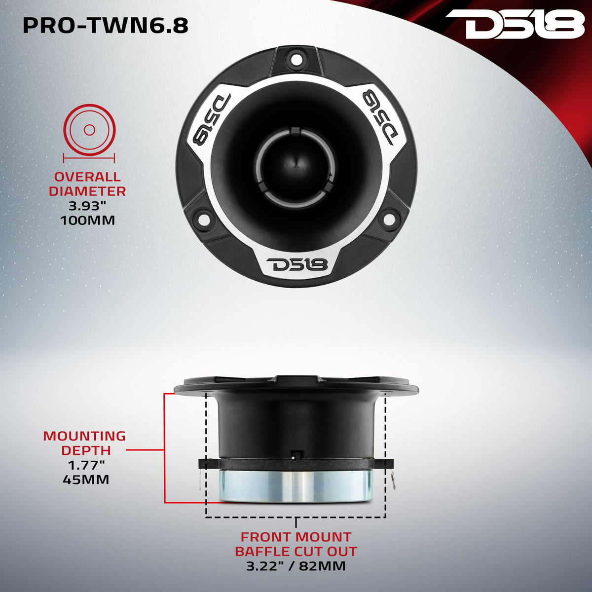 4" High Compression Neodymium Tweeter | 150W 1.25" Polyimide 8-Ohm Vc