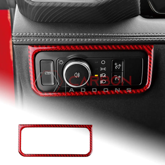 Real Carbon Fiber Headlight Control Outer Trim Overlay for 2024+ Ford Mustang