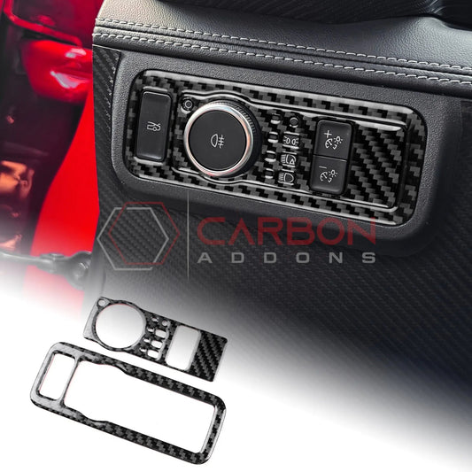 Real Carbon Fiber Headlight Control Trim Overlay for 2024+ Ford Mustang