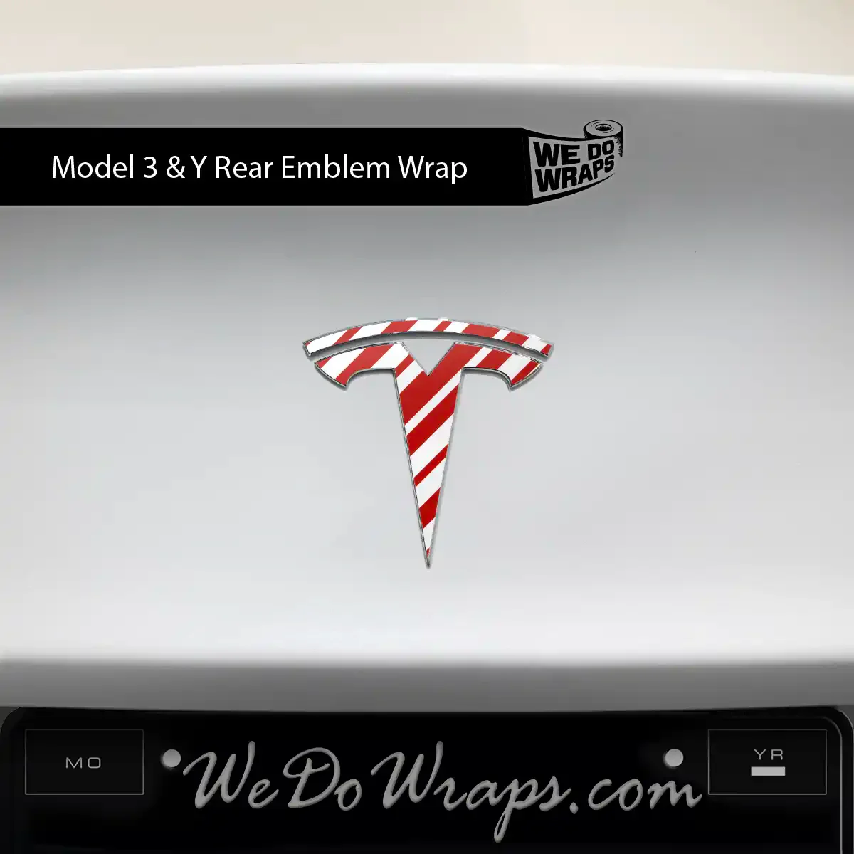 Peppermint Tesla Emblem Decals (Front + Back Emblem Decals) | Model 3