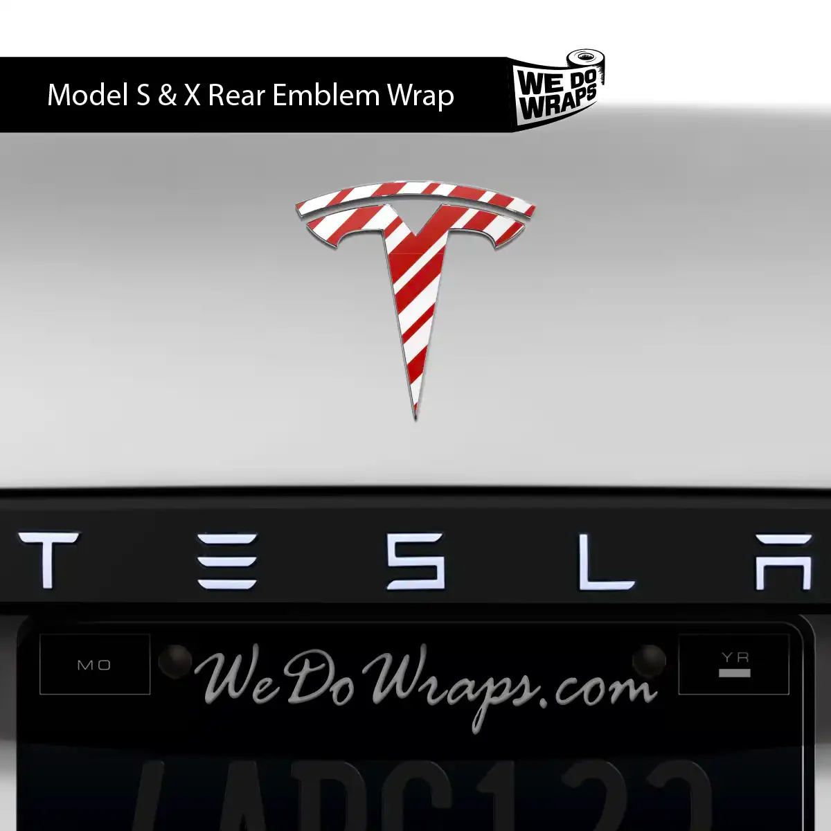 Peppermint Tesla Emblem Decals (Front + Back Emblem Decals) | Model S