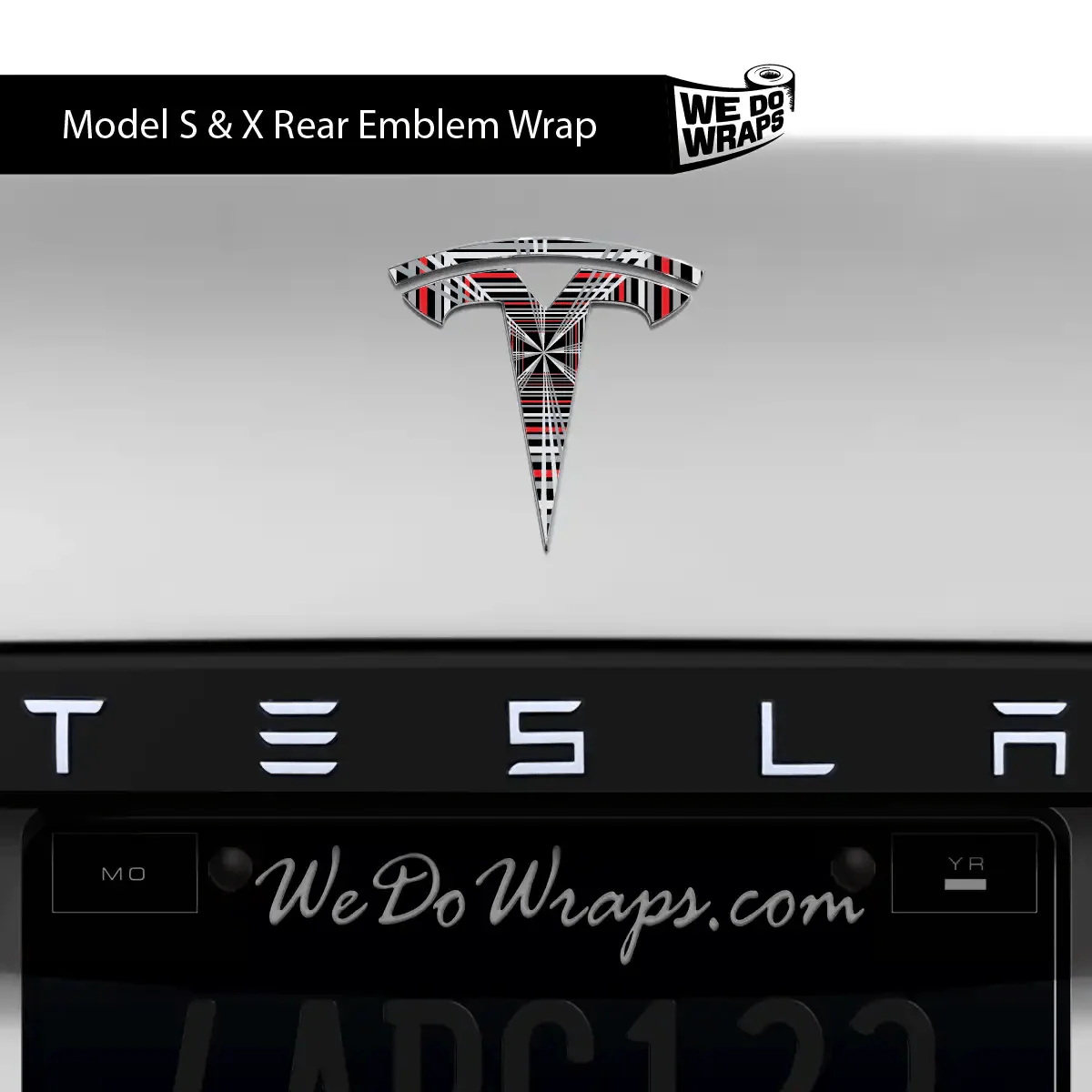 Plaid Performance Mode Tesla Emblem Decals (Front + Back) | Model X