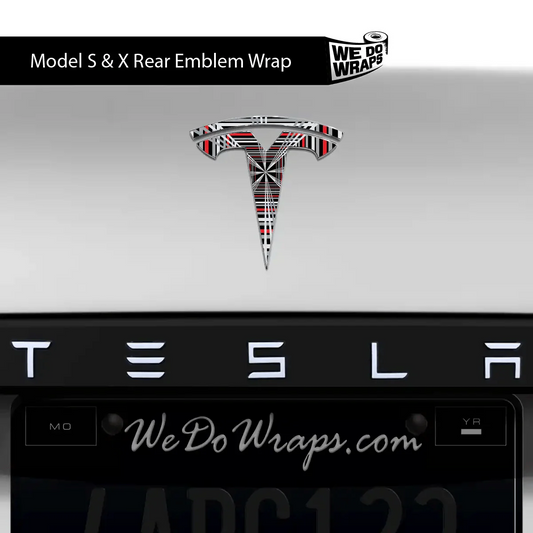 Plaid Performance Mode Tesla Emblem Decals (Front + Back) | Model X