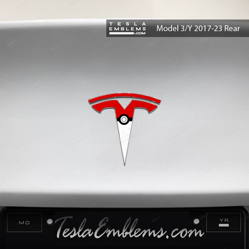 Poké Ball Tesla Emblem Decals (Front + Back) | Model 3