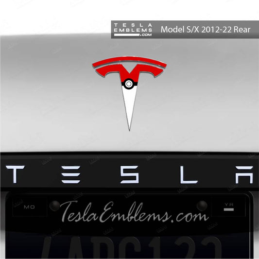 Poké Ball Tesla Emblem Decals (Front + Back) | Model X