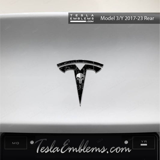 Punisher Tesla Emblem Decals (Front + Back) | Model Y